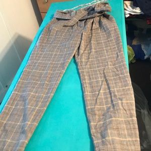 High waisted plaid pants